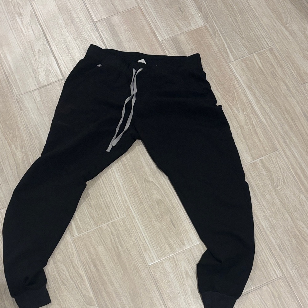 Figs Black Jogger Sweatpants with Gray Accents